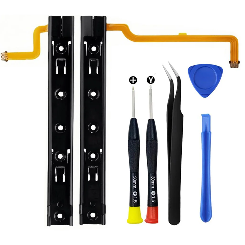 الجزء الأصلي من Repart للسكك الحديدية اليمنى واليسرى مع جزء تثبيت الكابلات المرنة لوحدة تحكم Nintendo Switch NS OLED مسار إعادة البناء