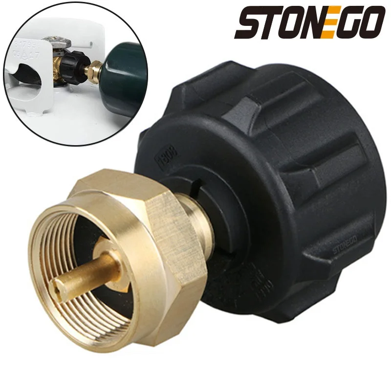 

STONEGO QCC1 to POL Gas Cylinder Adapter with Overcurrent Protection - Brass Interface for One Pound Cylinder Inflation