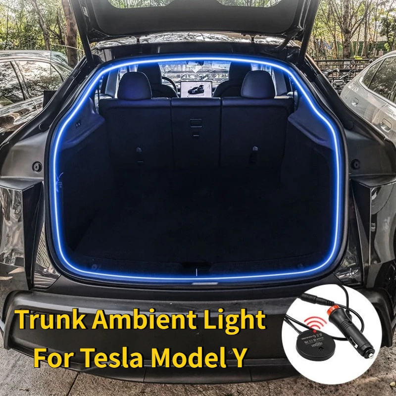 

For Tesla Model Y Juniper 2021-2025 Car Trunk Light Ambient Decorative Atmosphere Lamp 5M 12V LED Flexible Strip Car Accessories