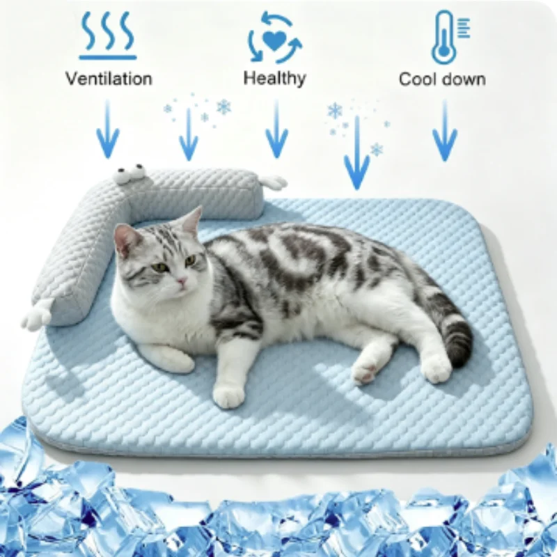 New Summer Pet Cooling Mat for Dogs And Cats Big-Eyed Monster Design Breathable Absorbent Washable Cool Nest Pad