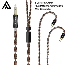 ARTTI A12 HIFI IEMs 4-rdzeniowy ulepszony kabel do słuchawek 3.5/4.4mm wtyczka MMCX/2Pin/q. D.c złącze monitora kabel słuchawek