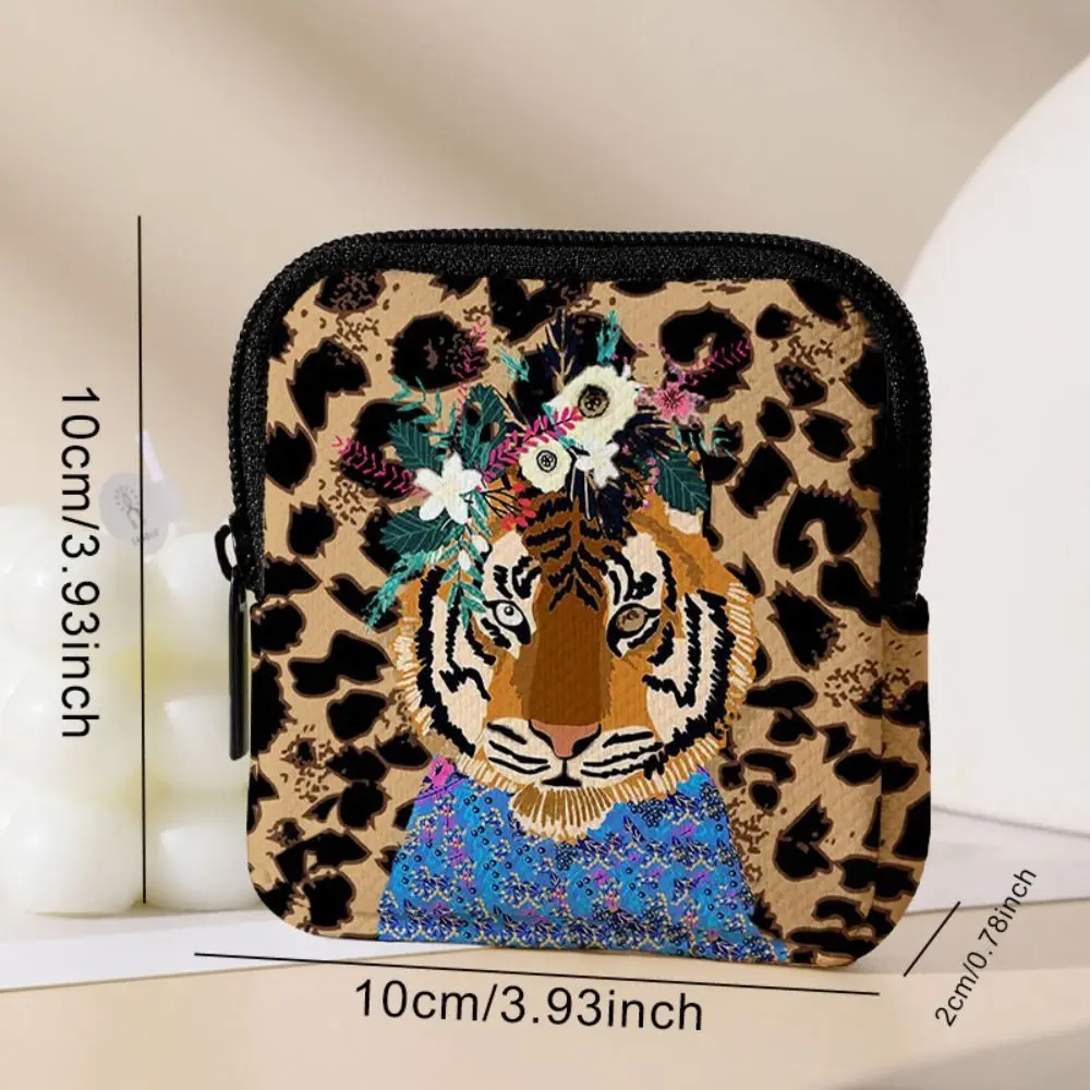 Cool Tiger Leopard Print Coin Purse Multifunctional Mini Earphone Bag Waterproof Wallet