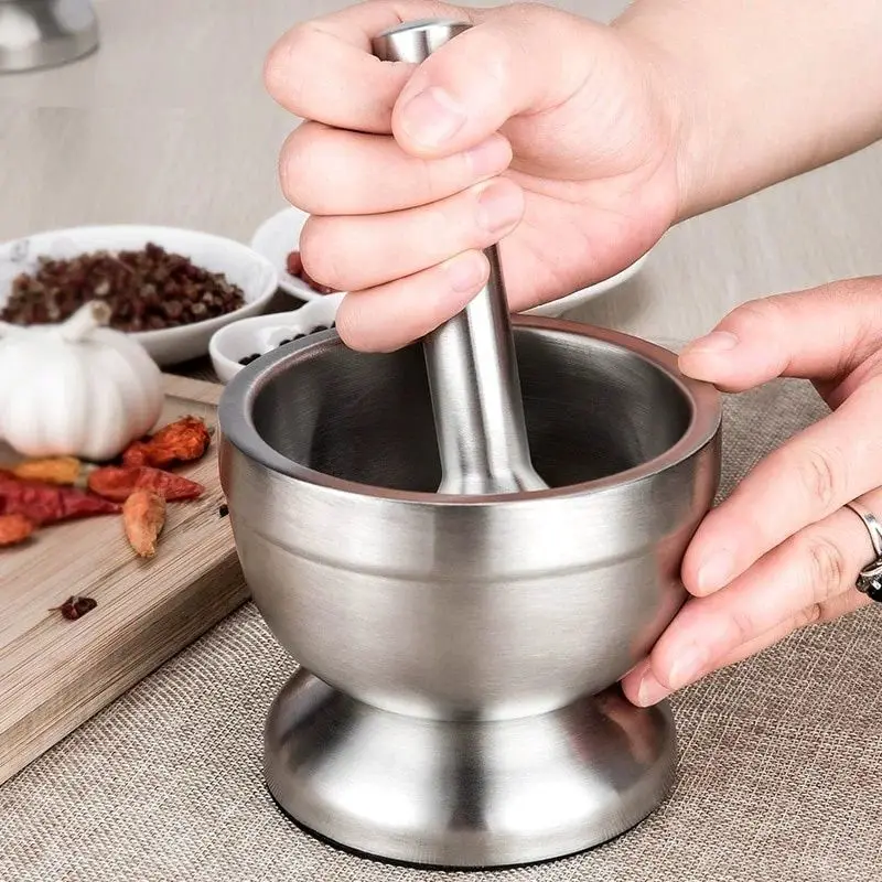 

Stainless Steel Kitchen Tools Gadgets Salt Pepper Mills Spice Grinder Shakers Pots Metal Ginder Herb Garlic Grater Masher Mortar