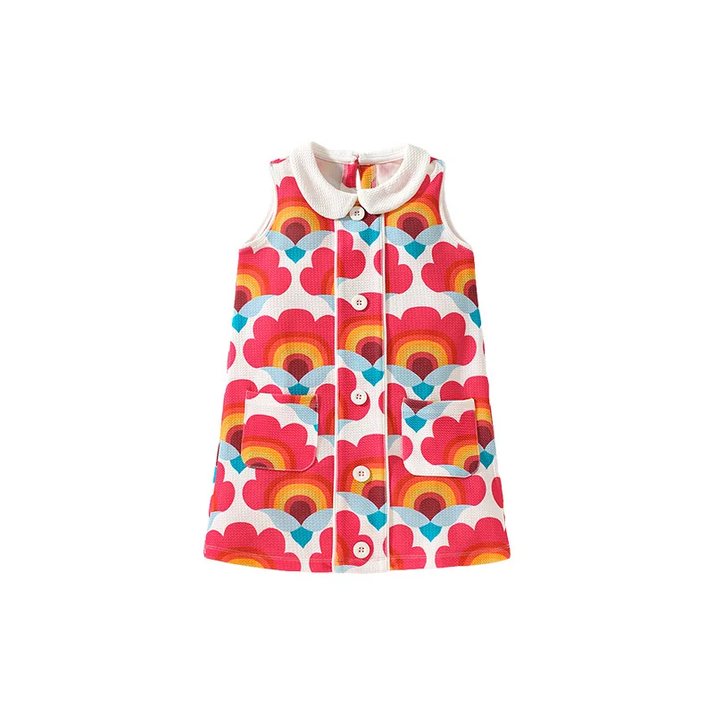 

Little maveKids' Skirt Summer New Children's Clothing Sleeveless Lapel Girls' DressBaist