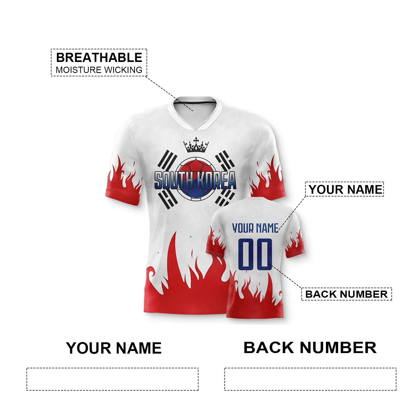 Custom South Korea Football Jersey Personalized Name Number Soccer Shirt National Team Jerseys for Men Women Kids