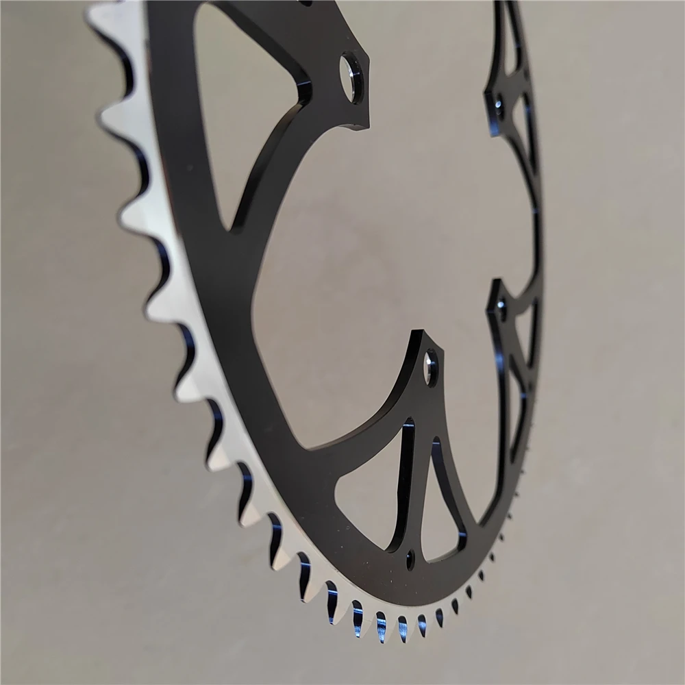 TRUYOU Kettenrad 130 BCD 65T Aluminiumlegierung CNC Rennrad Kettenblatt Kurbelgarnitur Falträder Kettenblatt Schwarz Einzelplatte – Detail 4