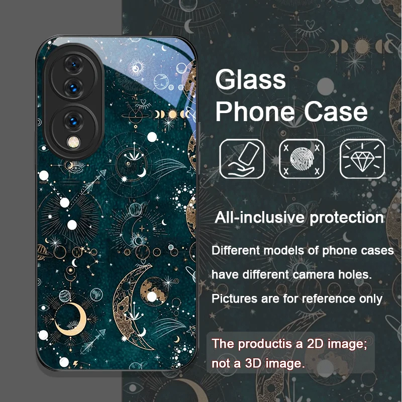 Mystical Starry Sky and Moon Pattern Tempered Glass Phone Case for Redmi Note 15 Pro+ 14 13 12 11T PRO 10 Lite 15C 14C 13C Cover view 3