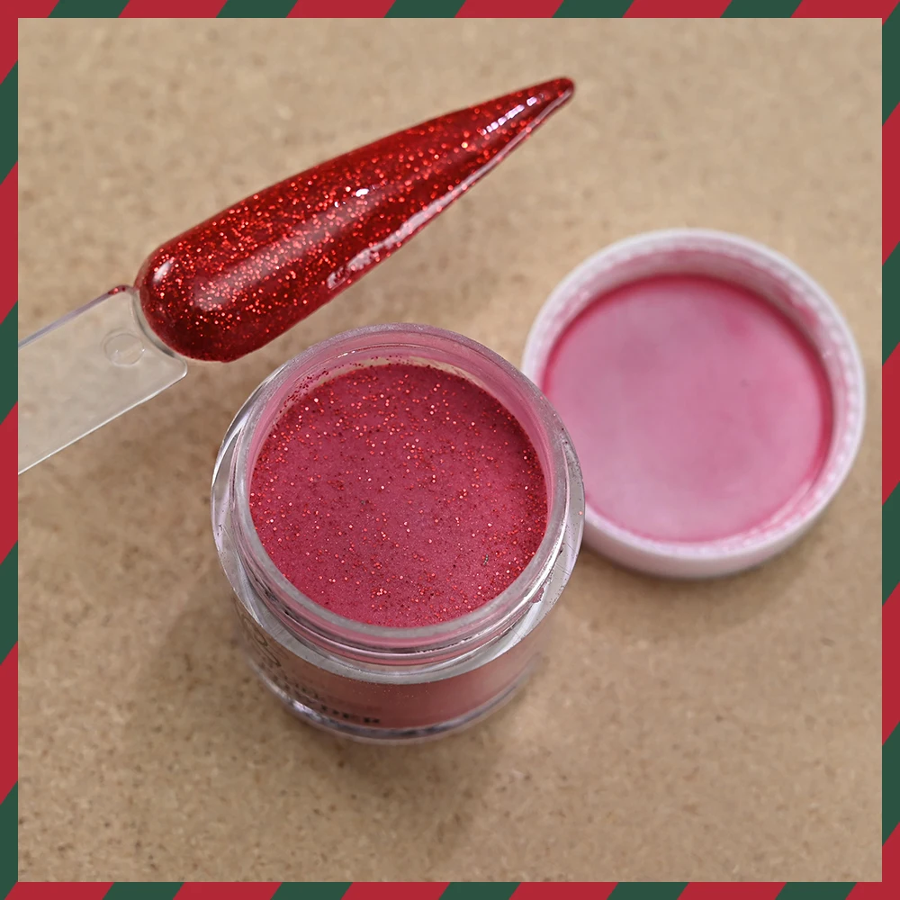 6個入り 3 in 1 ネイルアクリルパウダー ディップ/エクステンション/カービングパウダー フレンチマニキュア用 クリスマスカラー グリーン/レッド 家庭用Nに最適