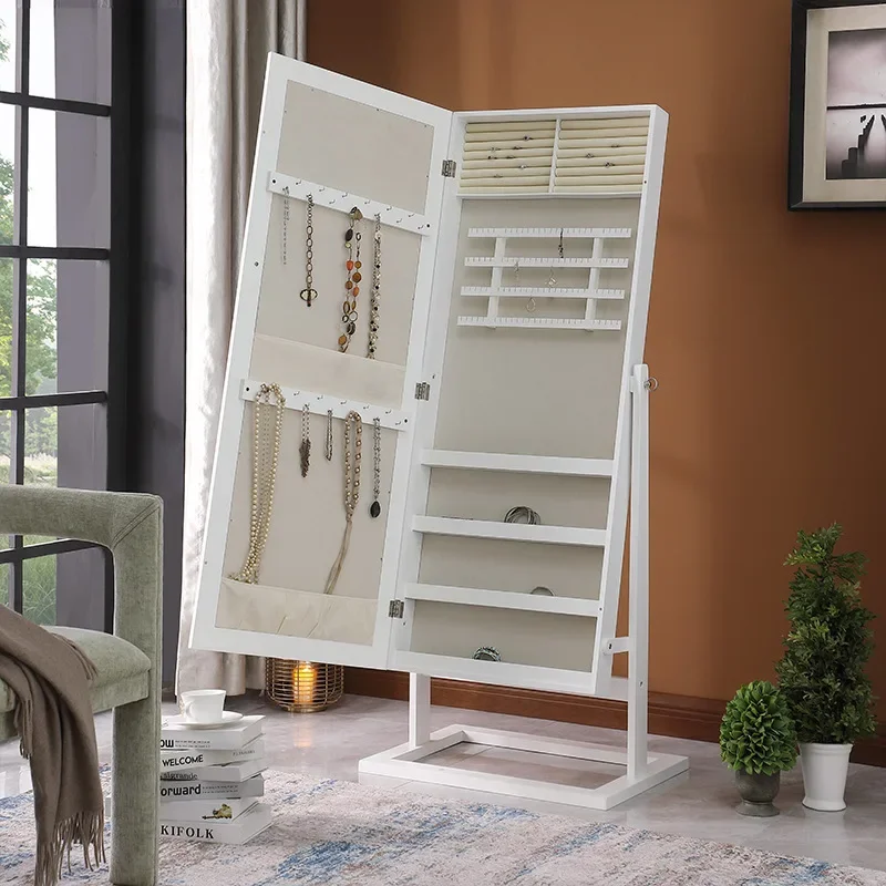 مرآة كاملة الطول من الأرض إلى السقف، وخزانة مرآة مكياج متحركة، وخزانة تخزين خزانة المجوهرات