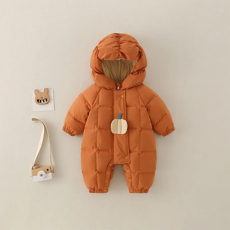 Infant Winter Cotton Junmsuits Baby Thick Plush Hooded Theermal Romper Newborn Kids Daily Outdoor Warm Comfortable Overalls