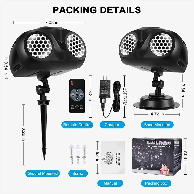 2024 Nieuwe Kerst Sneeuwval Projector Verlichting Uil Vorm Buiten Hoogtepunt Landschap Dynamische Led Sneeuwvlok Projectielamp