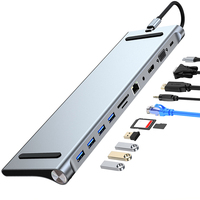 11 in 1 USB C Docking Station with 4K HDMI-Compatible VGA Ethernet Type C Hub 1* USB 3.0 3*USB2.0 Multiport Adapter for MacBook