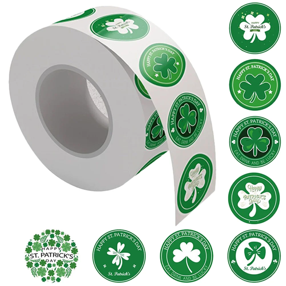 500 Pcs Label Stickers St Patrick's Day Decals Four Leaf Party Favor