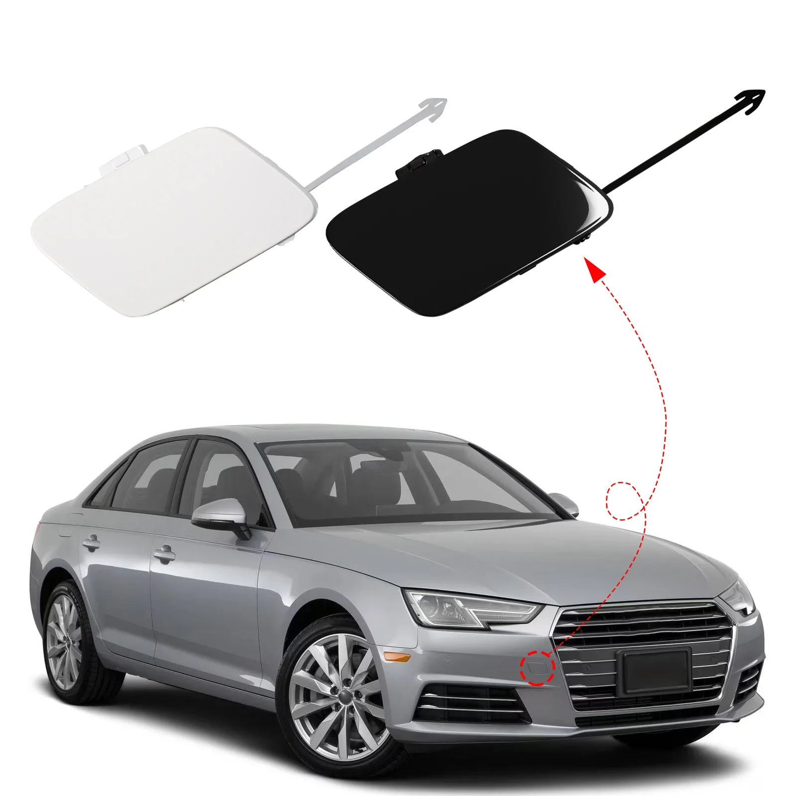 

Front Bumper Tow Hook Cover Cap Towing Eye For Audi A4 B9 Accessories 2017 2018 2019 8W0807241 Right Passenger Side
