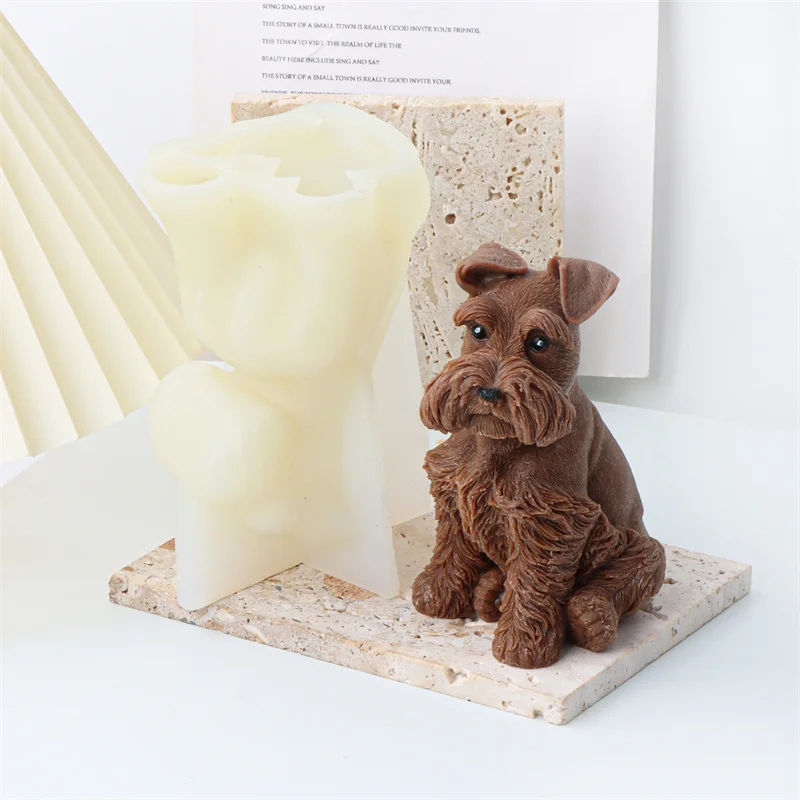 Multi Style Pet Silicone Candle Mould, Cute Curly Tail Cat Schnauzer Shiba Inu Dog Animal Mold DIY Candle Plaster Home Decor view 4