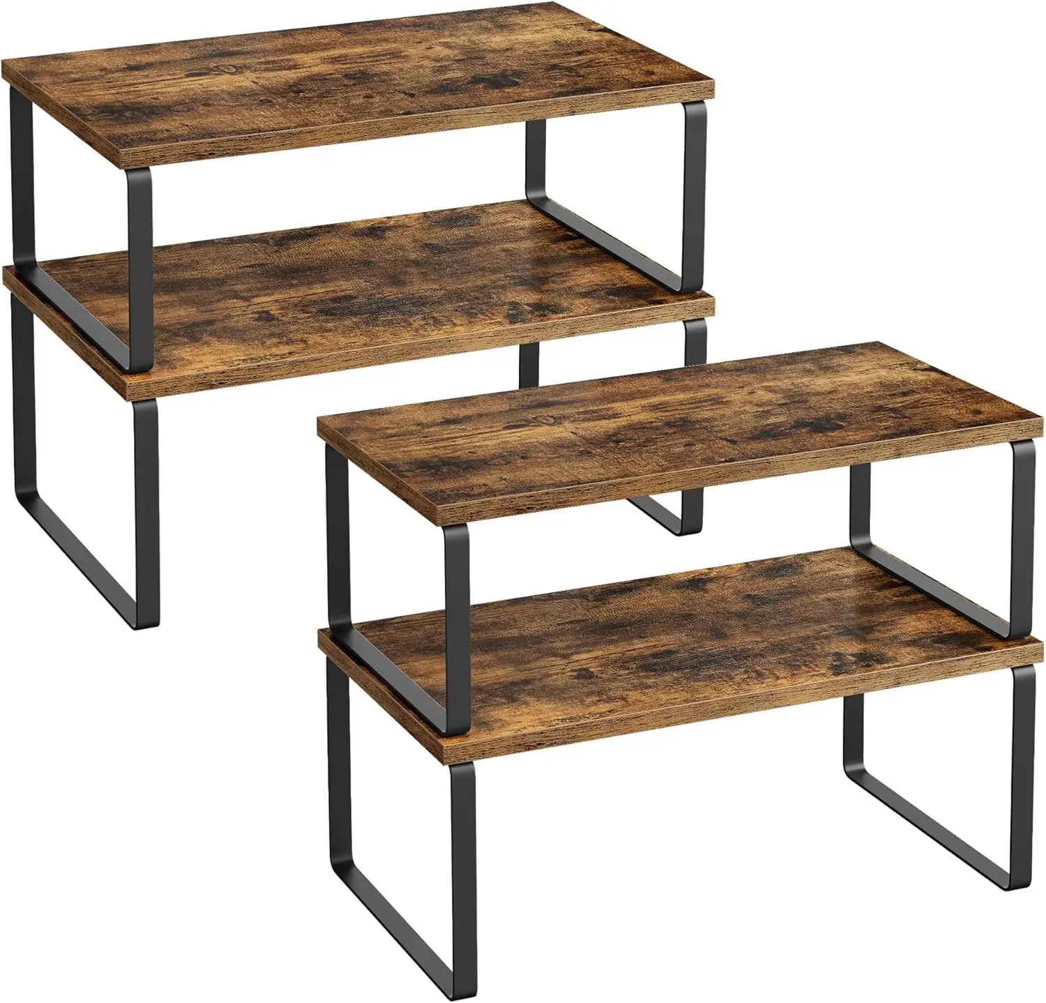 

Набор из 4-х складных кухонных полок, расширяемый органайзер для специй из металла и дерева в черном и коричневом цветах