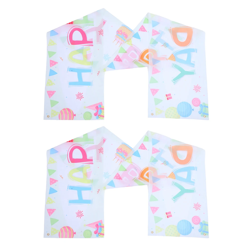 

2Pcs Birthday Decoration Kids Party Outdoor Yard Backdrop Polyester Reusable Vibrant Colorful Birthday Banner Colors