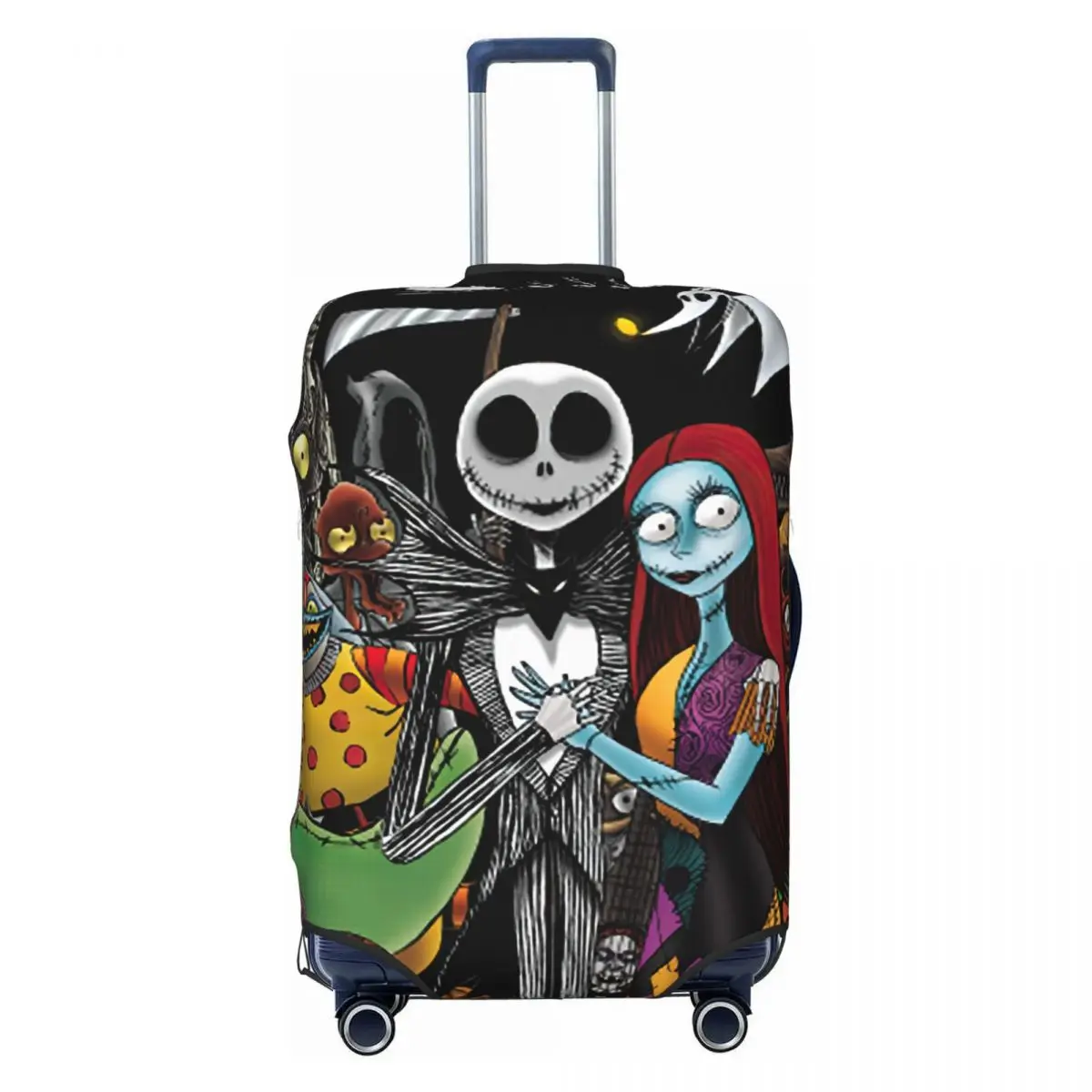

Christmas Nightmare Skellingtons Skull Luggage Cover Elastic Halloween Travel Suitcase Protective Covers Fits 18-32 Inch