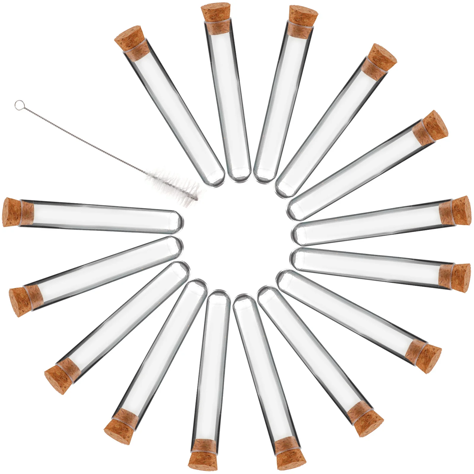 

100Pcs Plastic Test Tubes with Cork Stoppers Clear Durable for Scientific Experiments Sample Storage Lotion Gel Travel