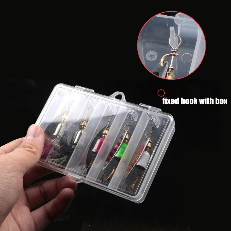5 szt. Przynęta wędkarska Spinner, Bass Trout Salmon Hard Metal Spinner Baits Kit z pudełkami na sprzęt — zdjęcie 5