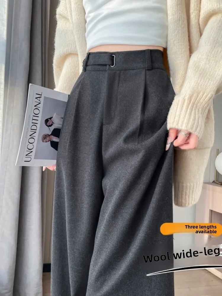 Ankela Red High Waist Straight Leg Suit Pants Women's Autumn Winter New Sle Narrow Wide Leg Trousers Casual Commute Sle