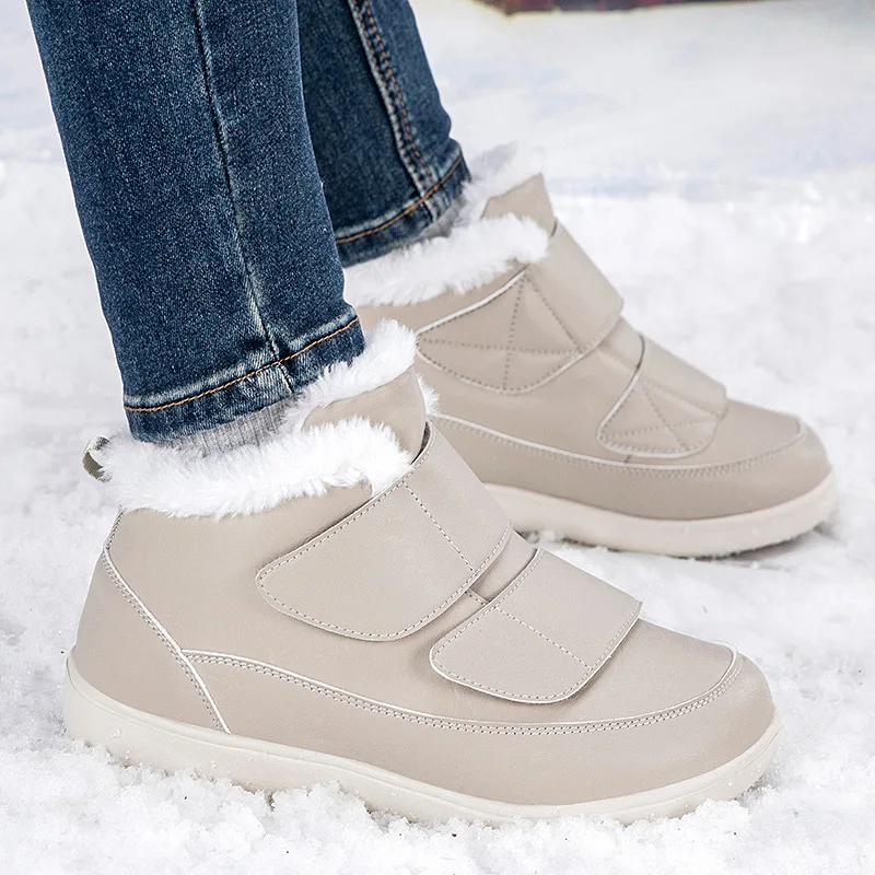 New winter outdoor walking shoes fleece-lined warm mid-cut thickened boots comfortable cotton shoes