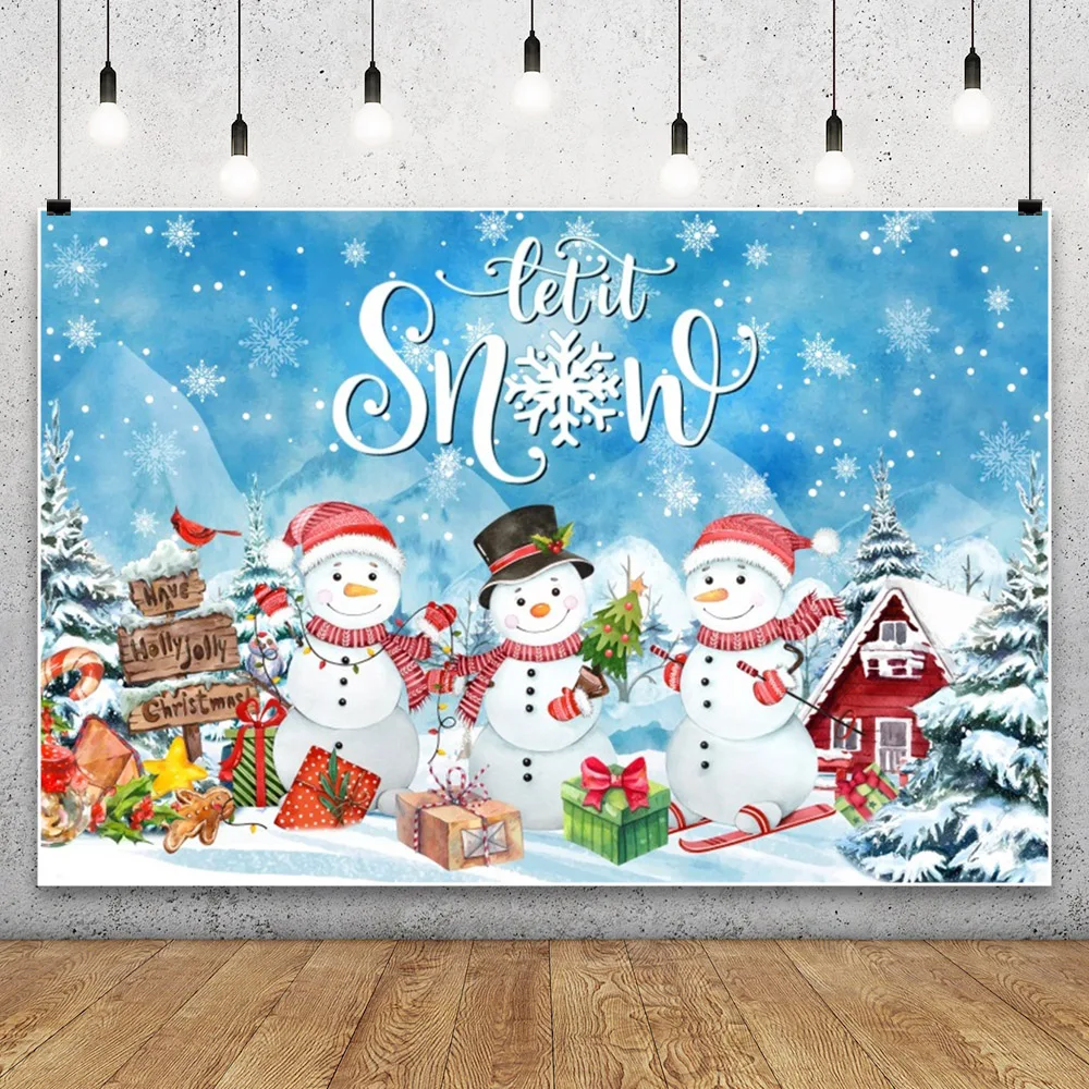 

Christmas Backdrop for Photography Rustic Xmas Gifts Winter Snowman Holiday New Year Eve Party Background Photo Studio Props