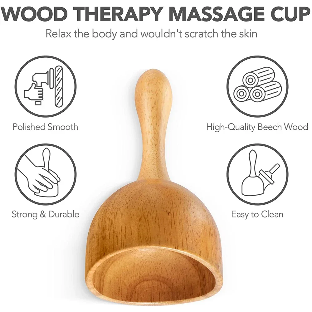 Wood Cupping Therapy Massage Tools Cup,Lymphatic Drainage Massager Tools for Maderoterapia Kit Body Sculpting Anti-Cellulite Cup