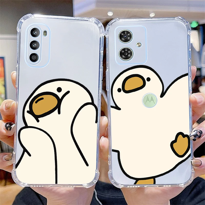 G54 Cute Cartoon Transparent Phone Case For Motorola Moto G54 G42 G24 G20 G30 G84 G73 G72 G52 G9Plus G14 G13 G53 G82 G32 Cover