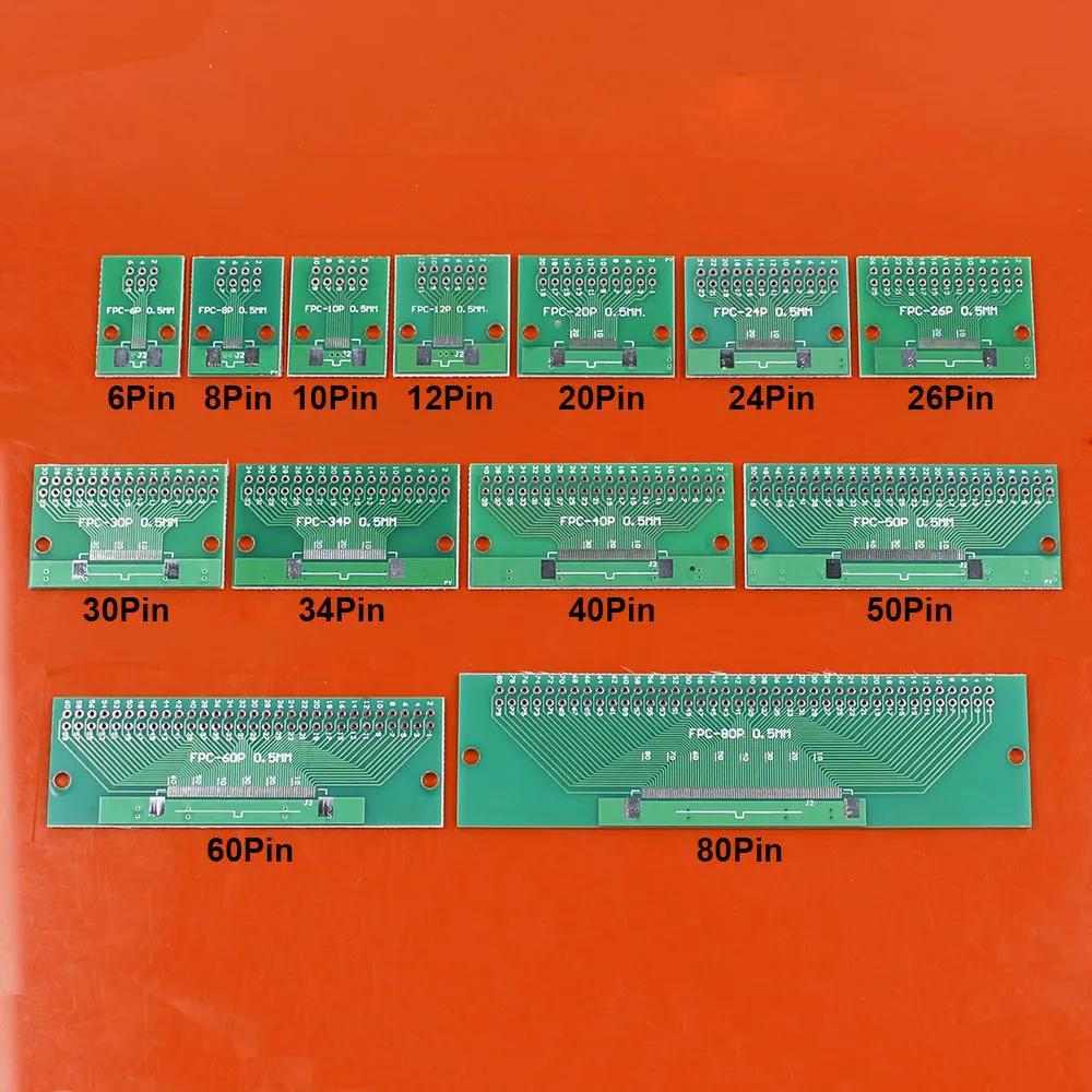 Placa de adaptador de cabo flexível JCD-FPC FFC, conector Pitch, SMT de 2,54mm, 6mm, 8mm, 10mm, 12mm, 20mm, 24mm, 26mm, 30mm, 34 milímetros, 40 milímetros, 50, 1 PC/60/80pin //