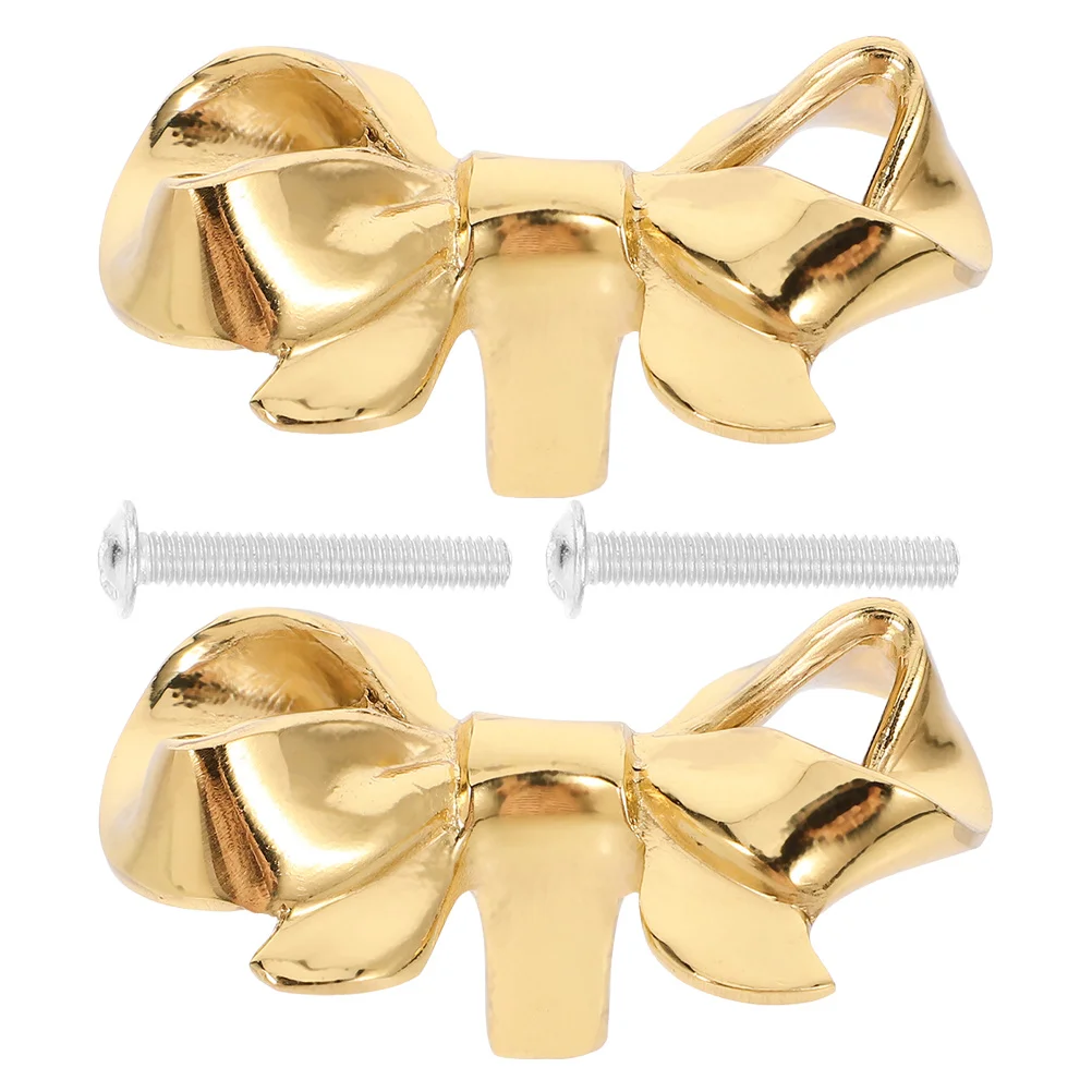 

2pcs Gold Brass Drawer Pulls Vintage Bowknot Design Decorative Cabinet Handles For Kitchen Wardrobe Candy Box 49X27X19Mm