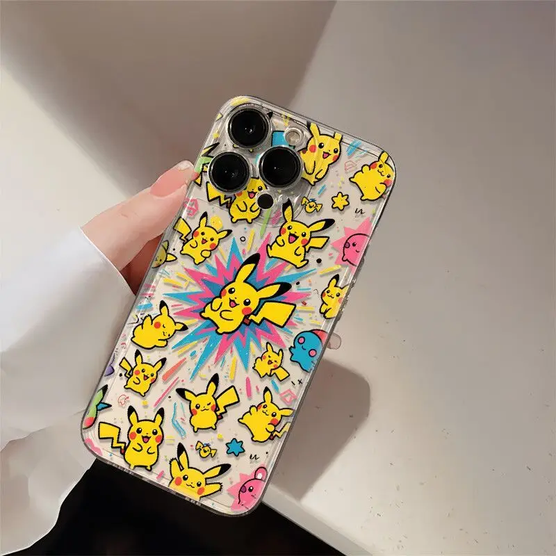 

Pokémon Full Screen Pikachu Phone Case For iPhone 11 12 13 14 15 16 17 Pro Max X XR XS SE 8 Plus Y2K Lovely Soft Silicone Cover