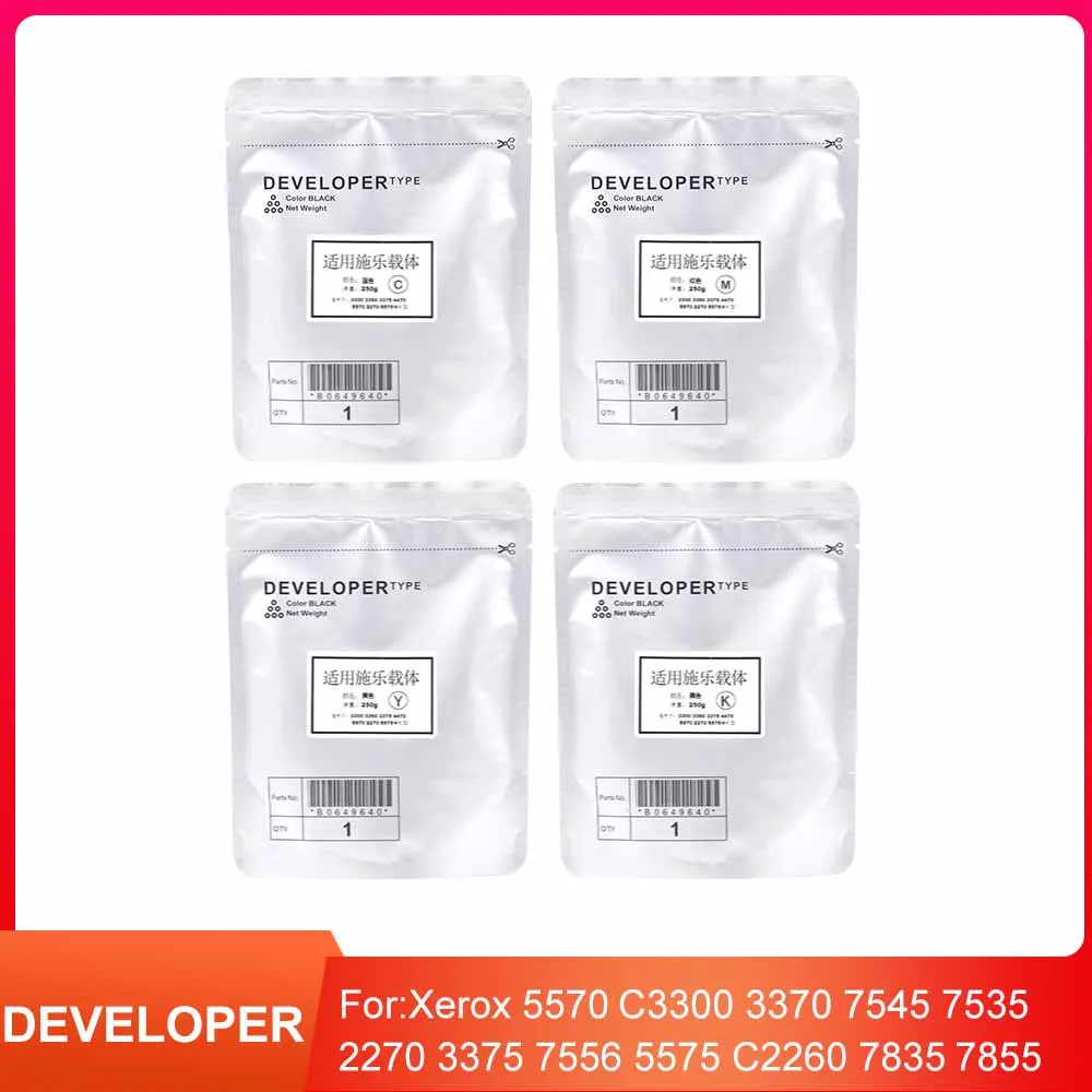 

CMYK Developer для Xerox 5570, совместимый Carrier C3300 3370 7545 7535 2270 3375 7556 5575 C2260 7835 Железный порошок 7855 2265 250 г