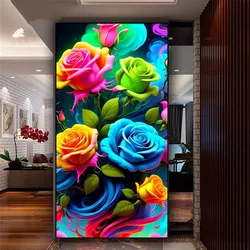 Blue Green Pink Rose Flowers Diy Diamond Painting New 2025 Full Square Round Diamond Art Embroidery Cross Stitch Home Decor