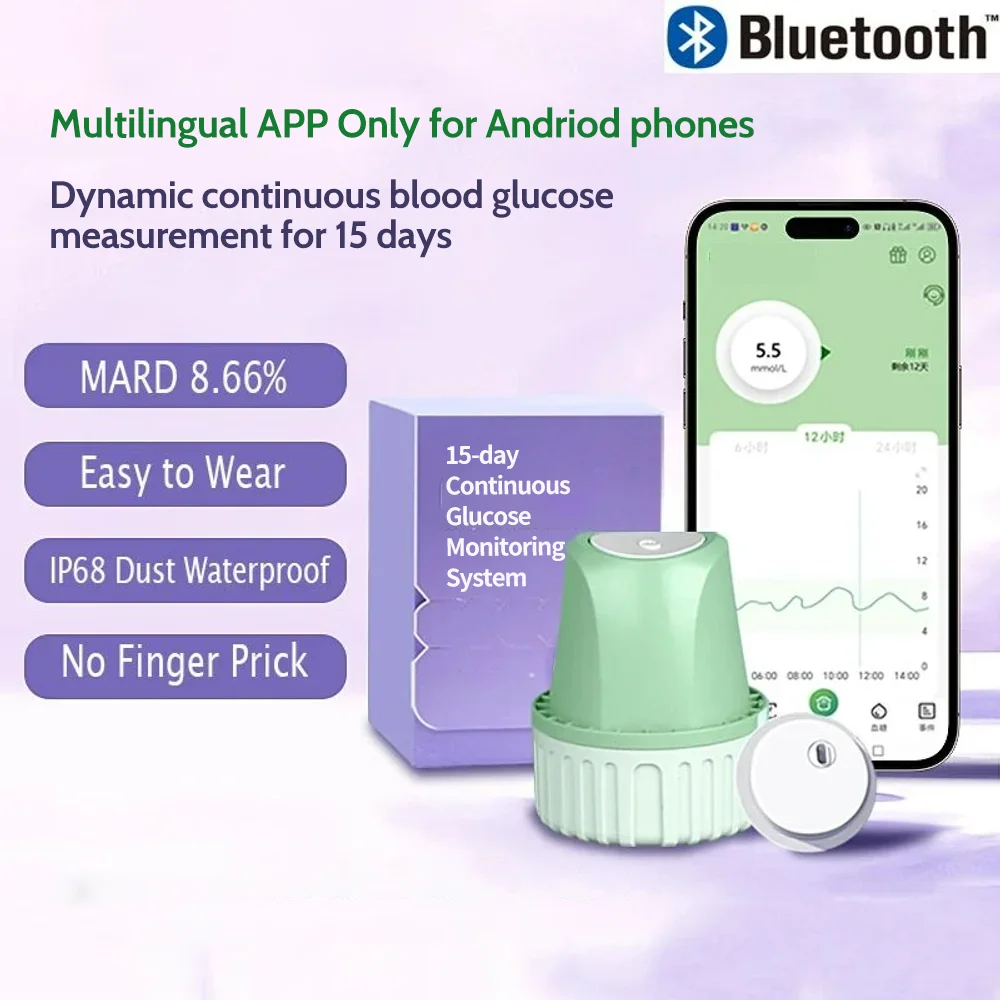 aidex x cgm glucose sensor 15days Digital continuous glucometer cgms sensor Diabetes Real-time Sugar Test GX-01S sugar monitor