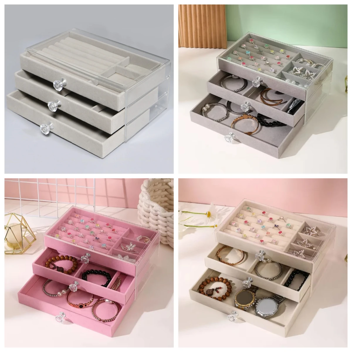 

Large Capacity Three-layer Drawer - Earrings Eecklaces Rings Bracelets Jewelry Storage Dust-proof And Anti-oxidation Jewelry Box