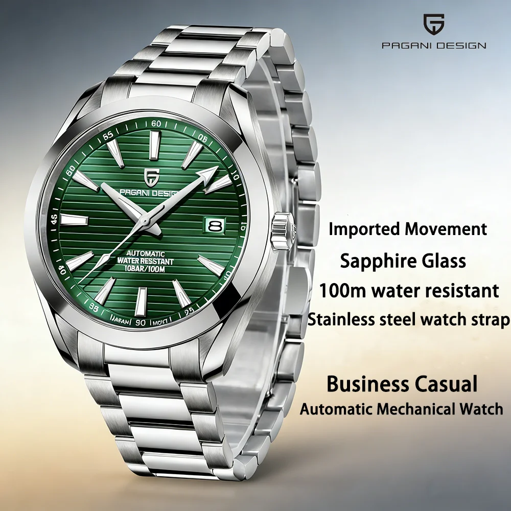 

Мужские механические часы PAGANI DESIGN, 40 мм, люксовые, с сапфировым стеклом, автоматические, водонепроницаемые до 100 м, Reloj Hombre