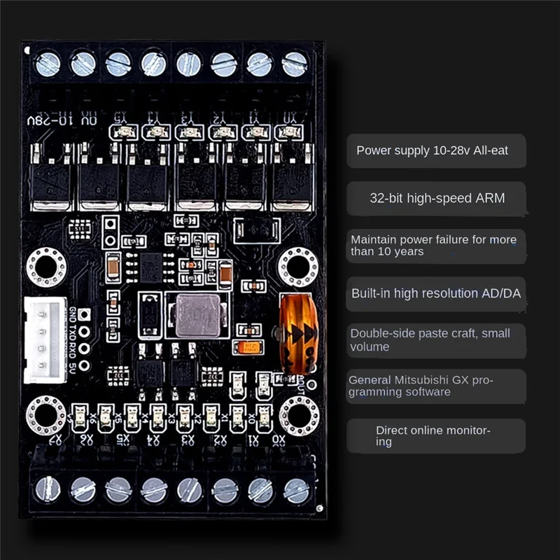 FX1N-14MT PLC Industrial Control Board PLC Module Analog Input / Output with Guide Rail Delay Relay Module