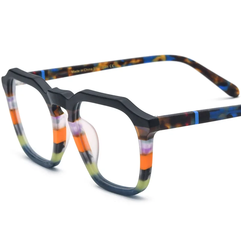 Multicolor frosted square frame plate glasses frame men and women glasses can be equipped with myopia anti-blue light glasses