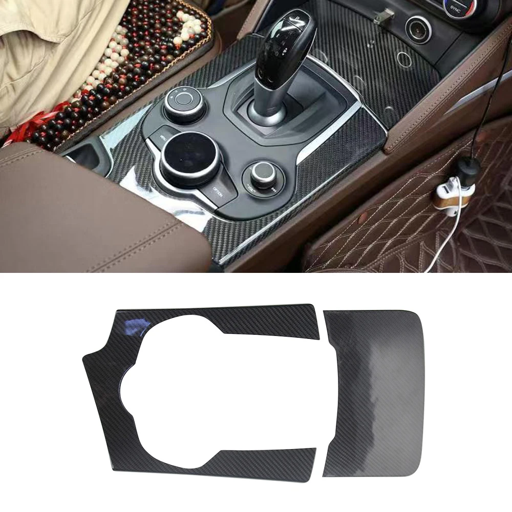 Real Dry Carbon Fiber Interior Trims Center Console Dashboard Cover Door Panels For Alfa Romeo Stelvio 2017-2019