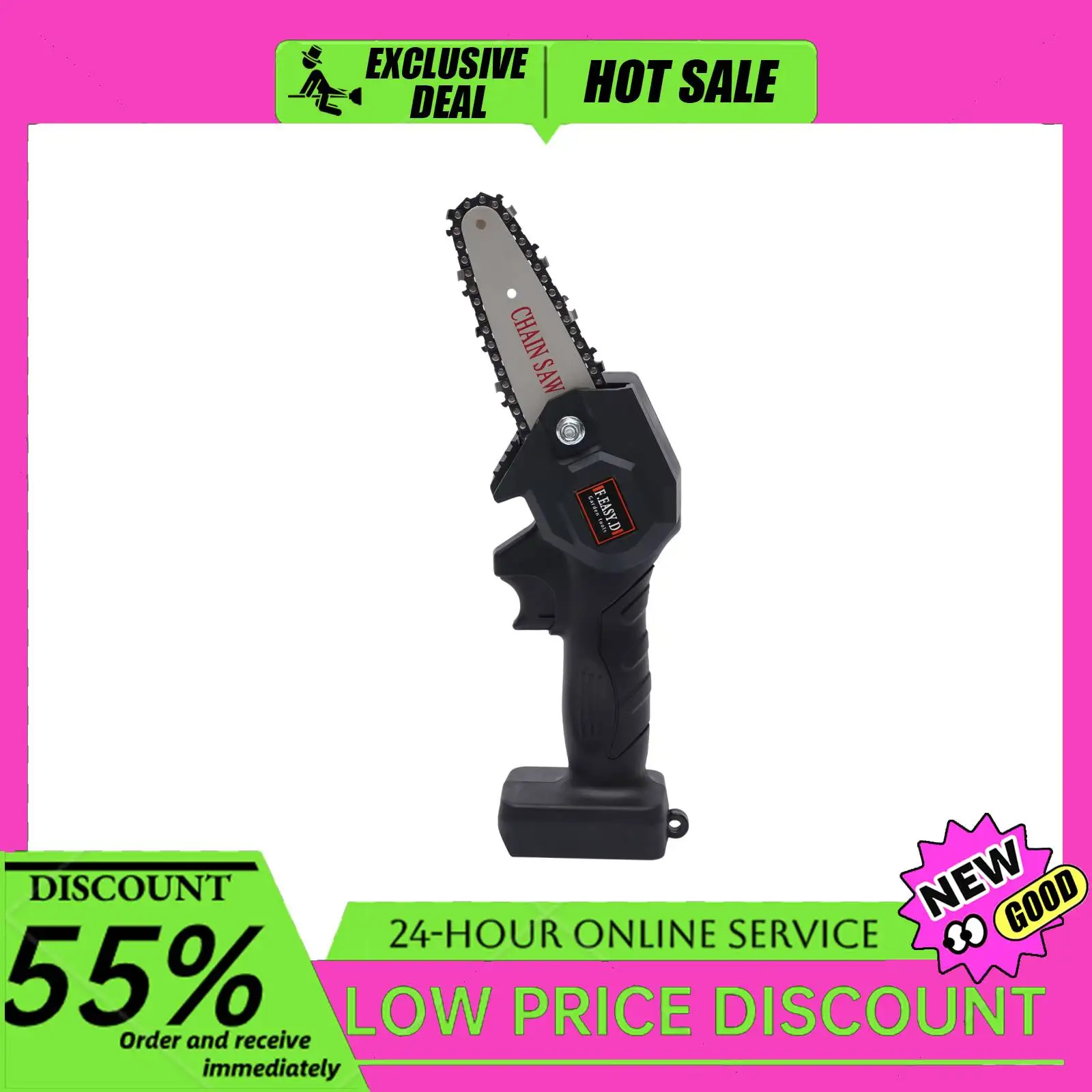 

4-Inch Cordless Electric Chainsaw 550W 24V 1500mAh Battery-Powered Chainsaw Lightweight Handheld Chainsaw for Yard