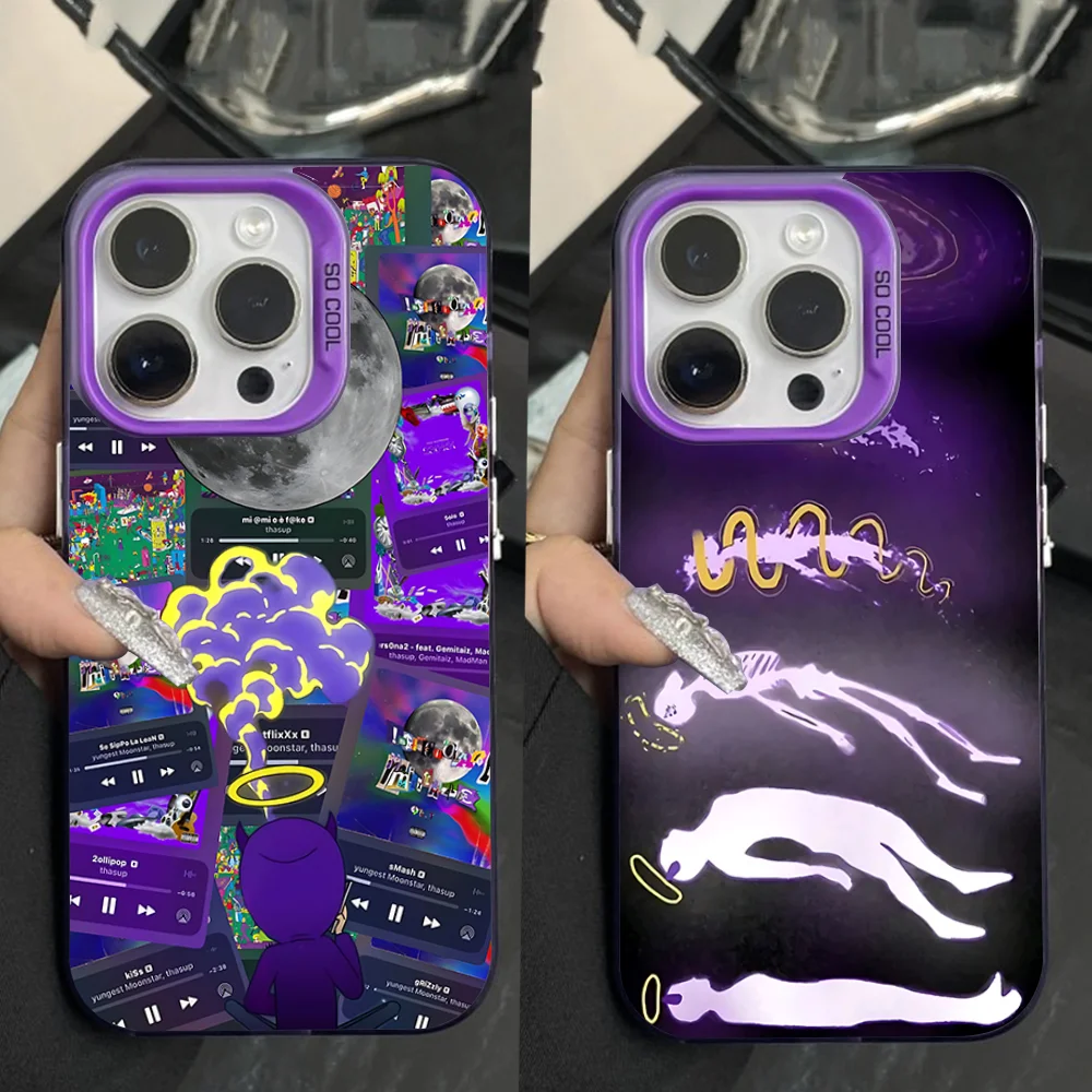

Thasup Rapper Phone Case For iPhone 16,15,14,13,12,11,Pro,Max,Plus,Mini,XS,SE Anti Fall Purple Matte Hard Bumper
