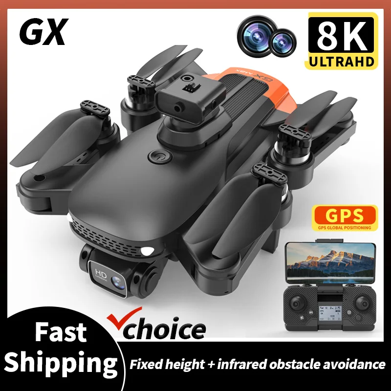 

GEETHA NEW GX MAX Drone Professional 8K Dual Camera ESC Obstacle Avoidance GPS Positioning Wifi Foldble FPV RC Brushless