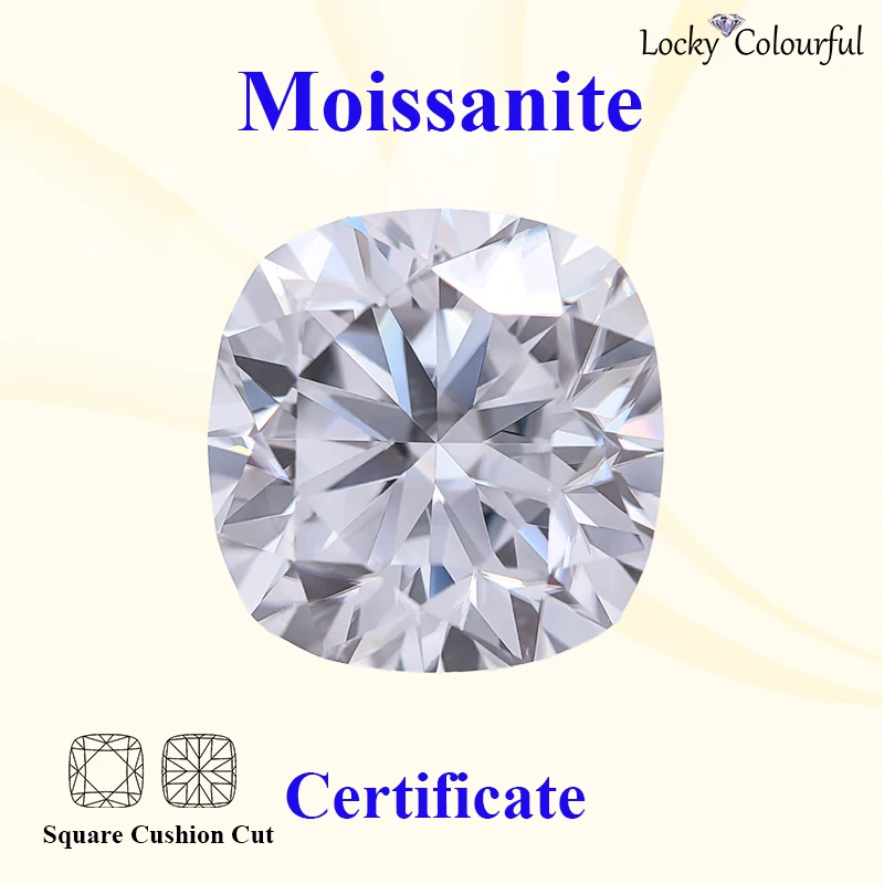 

Moissanite Square Cushion Shape Super D Color Charms VVS1 Beads for DIY Jewelry Making Necklace Materials with GRA Certificate
