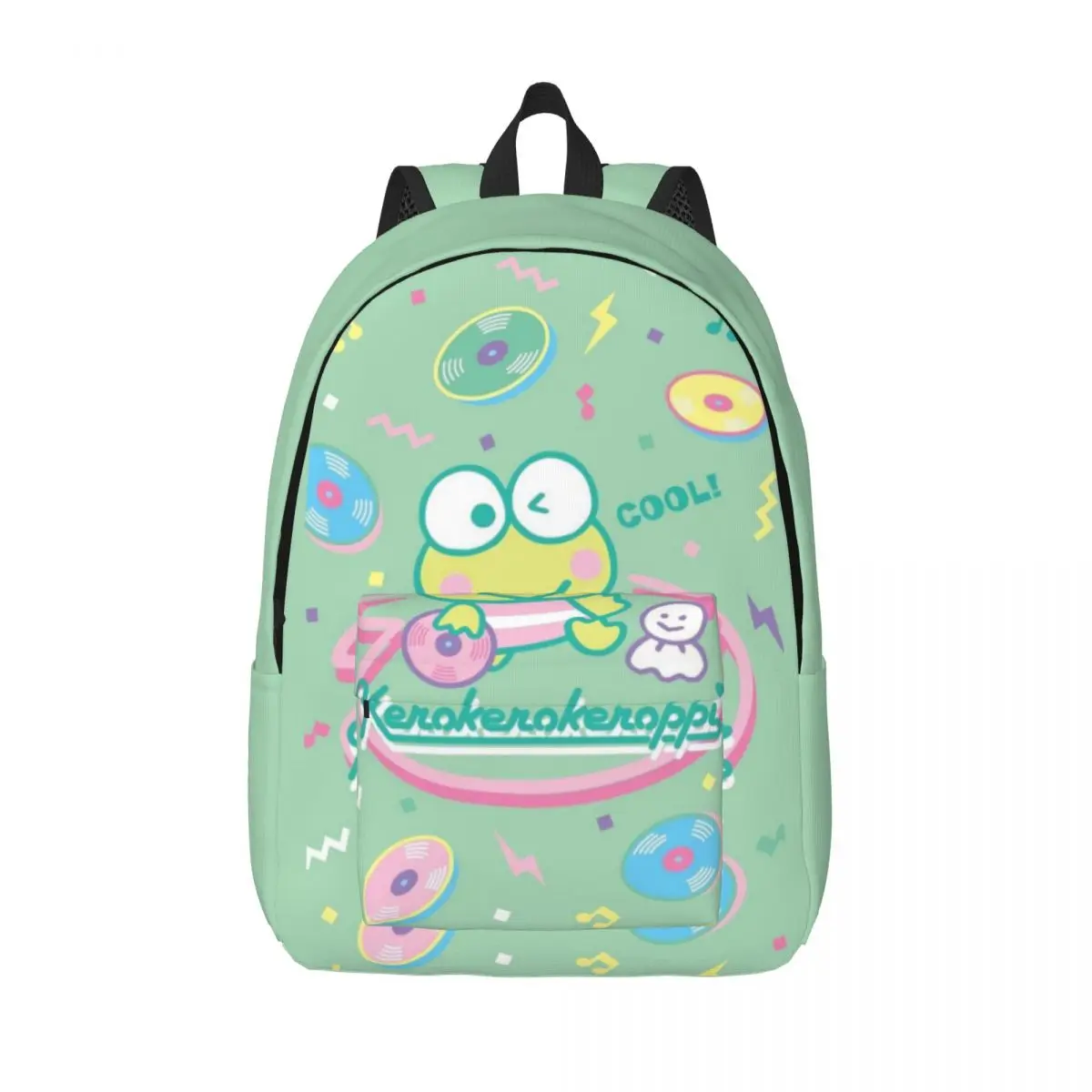 Custom Cute Kerokero Keroppi Cartoon Canvas Backpack for Men Women Water Resistant School College Bag Printing Bookbags