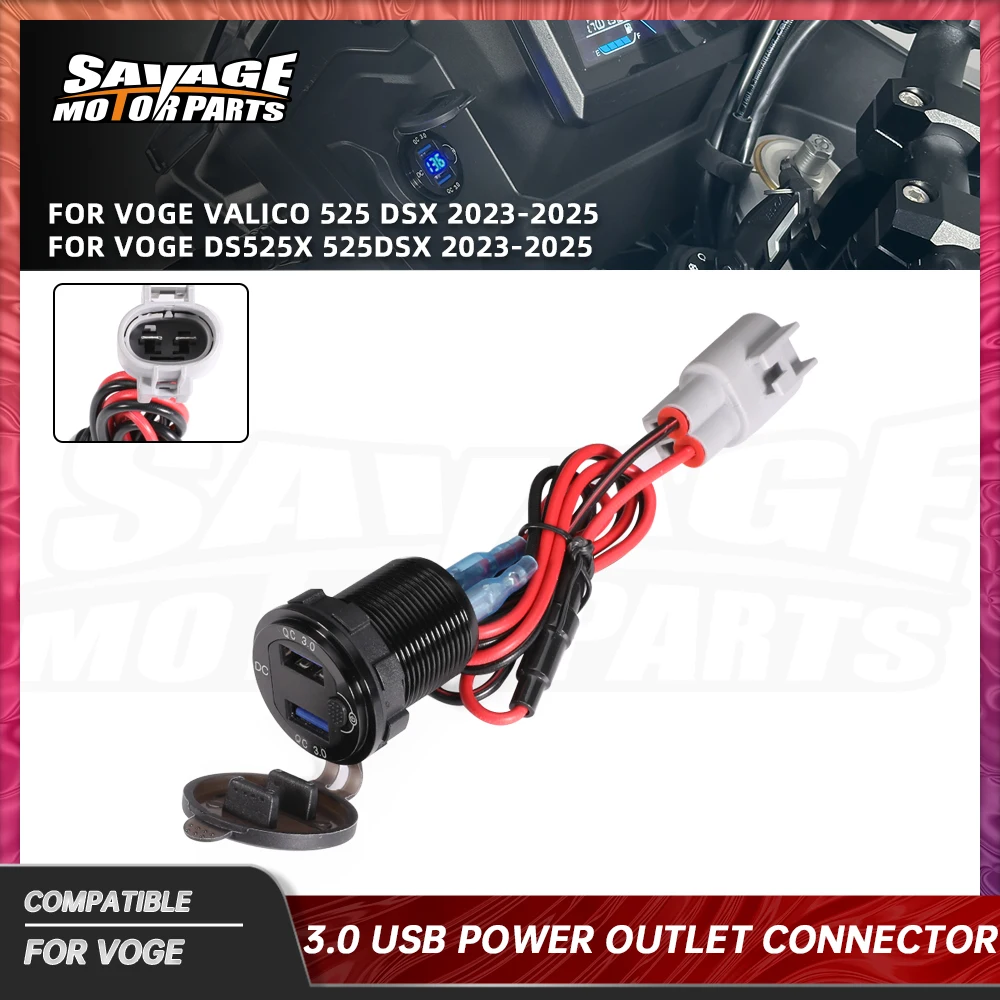 

525DSX Power Outlet Connector For VOGE Valico 525 DSX DS525X 2023-2025 Motorcycle Accessories Auxiliary Power Cable Adapter