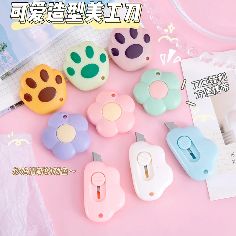 Kawaii Flowers Portable Utility Knife Unpack Express Unboxing Artifact Student School Office Supplies Practical Utility Knives