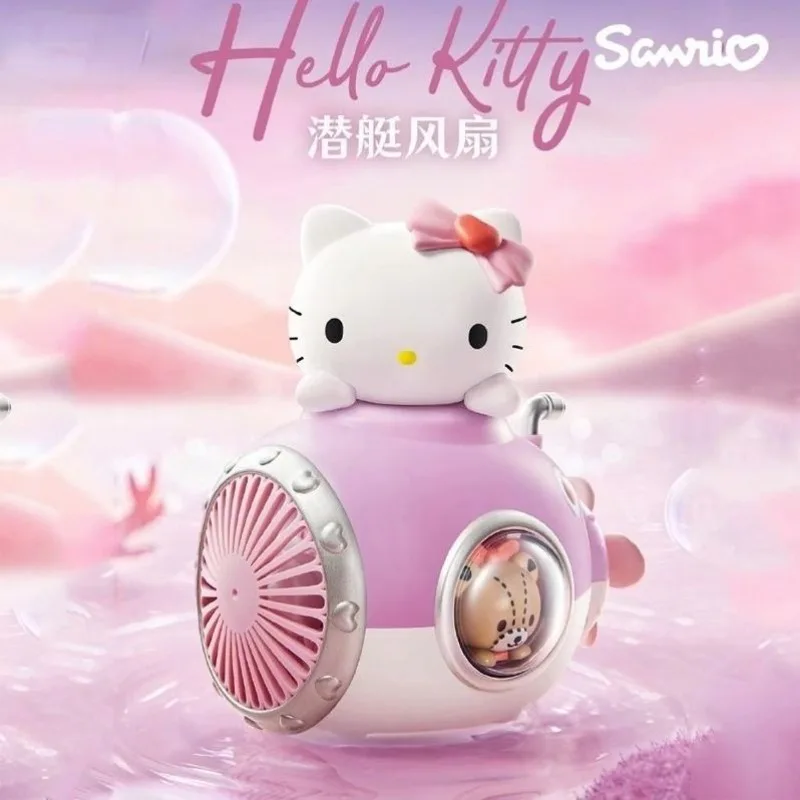 

Sanrio анимационная периферийная кавайная подводная лодка Hello Kitty веер Милая мультяшная девушка сердце крутая летняя тематическая фигурка веер подарок оптовая продажа