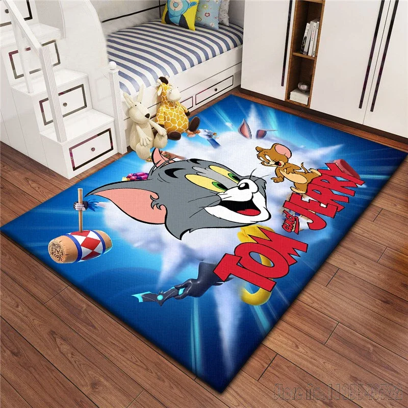 Tom and Jerry Cartoon Rug Carpets 120x160cm Decor for Living Room Children's Bedroom Sofa Bathroom Kids Floor Mat