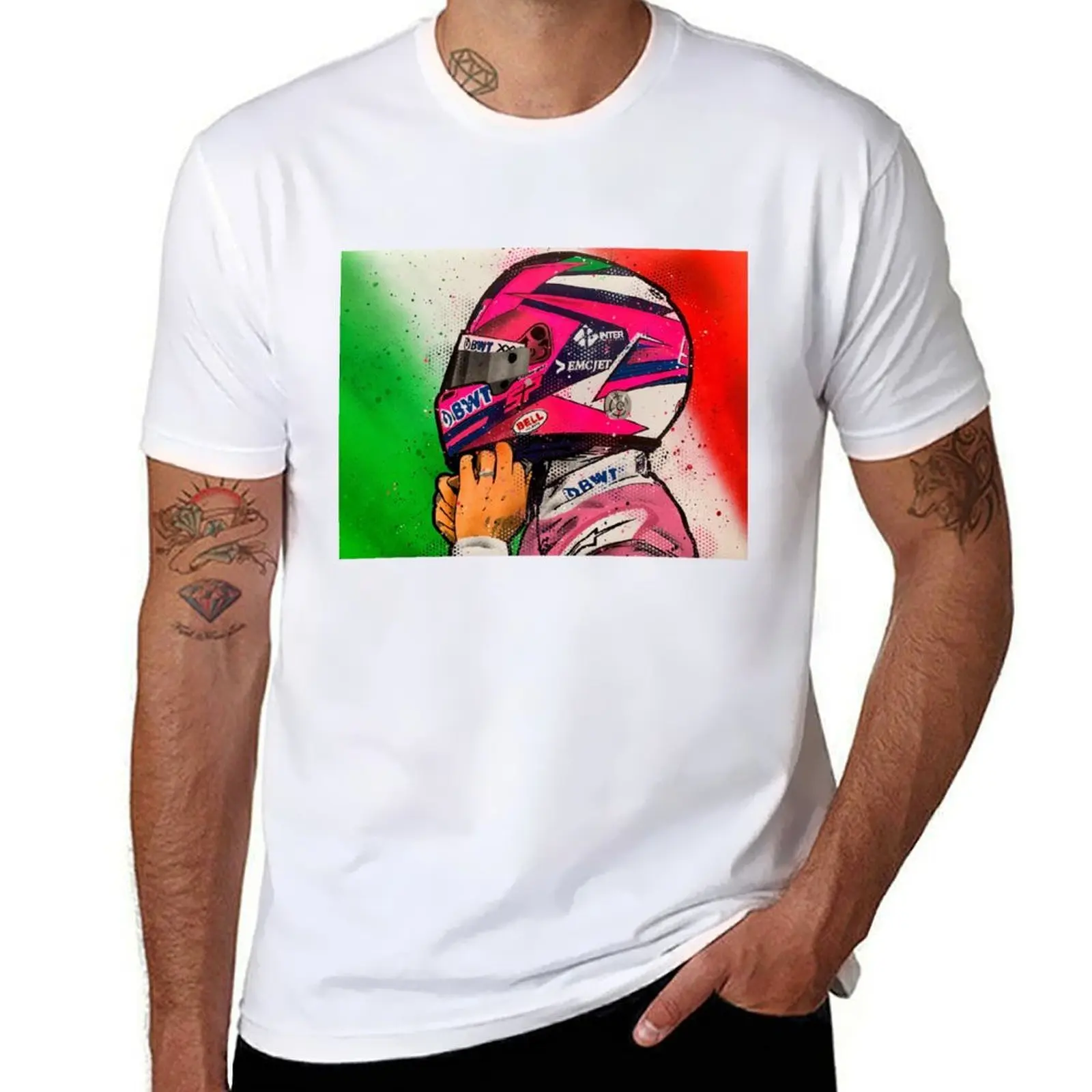 sergio-perez-checo-f1-graffiti-pintura-por-drautoart-camiseta-homem-camiseta-designer-anime-camisetas-camiseta-grande